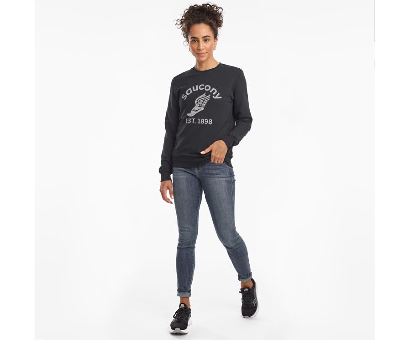 Saucony Rested Crewneck Women's Shirts Black | AU 280ZUTG